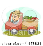 Poster, Art Print Of Happy Farmer Driving A Truck With Produce