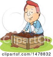 Clipart Of A Male Farmer Mixing Compost Royalty Free Vector Illustration by BNP Design Studio