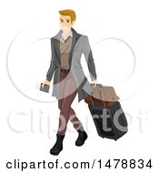 Sharply Dressed Male Traveler With A Passport And Luggage