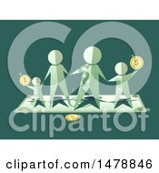 Poster, Art Print Of Paper People Family With Coins