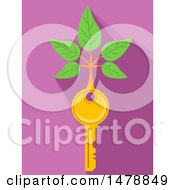 Clipart Of A Key With A Tree Growing From The Top Royalty Free Vector Illustration by BNP Design Studio