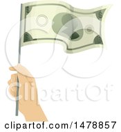 Poster, Art Print Of Hand Waving A Dollar Bill Flag