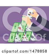 Clipart Of A Business Mans Arms Building A Tower Of Playing Cards Royalty Free Vector Illustration by BNP Design Studio