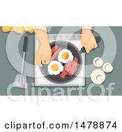 Poster, Art Print Of Pair Of Hands Cooking Breakfast