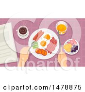 Clipart Of A Pair Of Hands Eating Breakfast Royalty Free Vector Illustration
