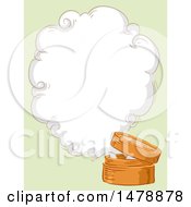 Poster, Art Print Of Sketched Bamboo Steamer With A Steam Cloud And Copyspace