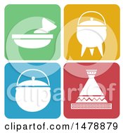 Poster, Art Print Of White Cooking Icons On Colorful Rounded Squares