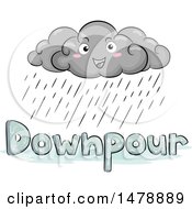 Poster, Art Print Of Happy Cloud Character Over Downpour Text