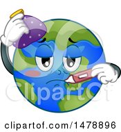 Clipart Of A Sick Planet Earth With An Ice Pack And Thermometer Royalty Free Vector Illustration