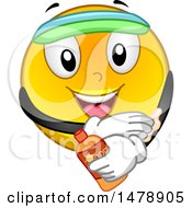 Clipart Of A Yellow Smiley Face Emoji Applying Sunblock Royalty Free Vector Illustration