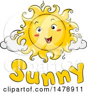 Poster, Art Print Of Happy Sun Mascot Over Sunny Text