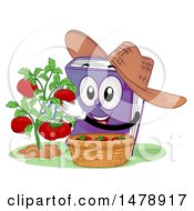 Poster, Art Print Of Book Mascot Wearing A Hat And Harvesting Tomatoes