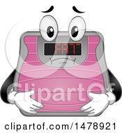 Clipart Of A Weight Scale Mascot Showing Fat On The Screen Royalty Free Vector Illustration by BNP Design Studio