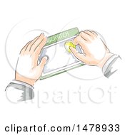 Poster, Art Print Of Business Mans Hands Scratching A Lottery Card With A Coin