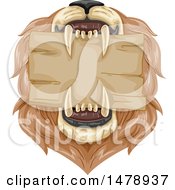 Poster, Art Print Of Blank Sign In A Male Lions Mouth