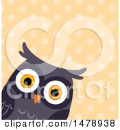 Poster, Art Print Of Curious Owl Head Over A Polka Dot Pattern
