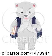 Poster, Art Print Of Student Polar Bear Wearing A Backpack