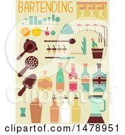 Poster, Art Print Of Flat Styled Bartending Icons