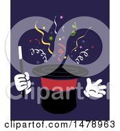 Clipart Of A Magic Hat Holding A Wand With Confetti Royalty Free Vector Illustration