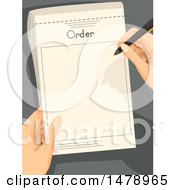 Poster, Art Print Of Pair Of Waiter Hands Writing An Order