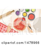 Clipart Of A Pair Of Hands Making A Pizza Royalty Free Vector Illustration
