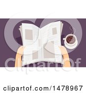 Poster, Art Print Of Pair Of Hands Reading A Newspaper By Coffee