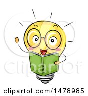 Poster, Art Print Of Light Bulb Mascot Reading A Book