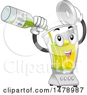 Blender Mascot Pouring In Lime Juice For A Mocktail