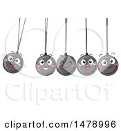 Poster, Art Print Of Group Of Happy Newtons Cradle Balls Swinging