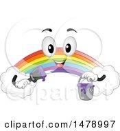 Poster, Art Print Of Rainbow Mascot Holding A Purple Paint Can And Brush