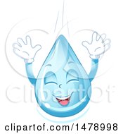 Clipart Of A Rain Water Drop Mascot Falling Royalty Free Vector Illustration