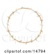 Circular Border Frame Of Barbed Wire Over A White Background