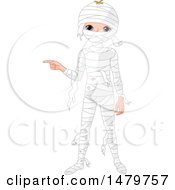 Poster, Art Print Of Boy Pointing In A Halloween Mummy Costume