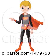 Poster, Art Print Of Boy Pointing In A Halloween Super Hero Costume