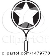 Clipart Of A Black And White Tennis Racket With A Star Royalty Free Vector Illustration by Lal Perera