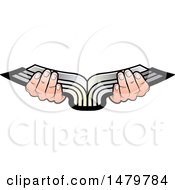 Poster, Art Print Of Pair Of Hands Holding An Open Silver Book
