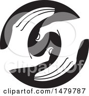 Clipart Of A Pair Of Hands In A Circle Royalty Free Vector Illustration