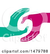 Clipart Of A Pair Of Turquoise And Pink Hands Royalty Free Vector Illustration