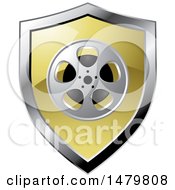 Poster, Art Print Of Silver And Gold Film Reel Shield