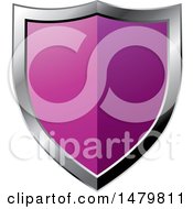 Clipart Of A Silver And Purple Shield Royalty Free Vector Illustration
