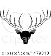 Clipart Of A Black And White Deer Buck With Antlers Royalty Free Vector Illustration by Lal Perera