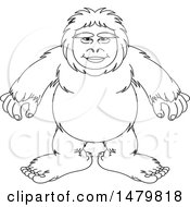 Clipart Of A Black And White Sasquatch Royalty Free Vector Illustration