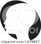 Poster, Art Print Of White Profiled Head Over A Black Oval