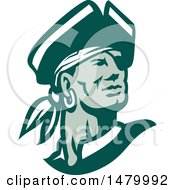 Poster, Art Print Of Green And White Pirate Captain Looking Off To The Side