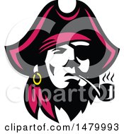 Clipart Of A Pirate Captain Smoking A Pipe Royalty Free Vector Illustration