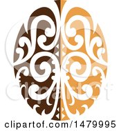 Clipart Of A Fancy Two Toned Brown Coffee Bean With A Maori Motiff Royalty Free Vector Illustration