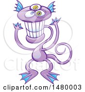 Clipart Of A Happy Purple Monster Grinning Royalty Free Vector Illustration by Zooco