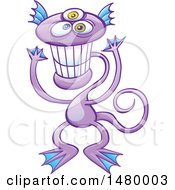 Poster, Art Print Of Happy Purple Monster Grinning