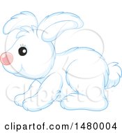Clipart Of A Cute White Bunny Rabbit In Profile Royalty Free Vector Illustration