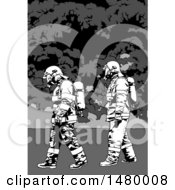 Poster, Art Print Of Grayscale Firemen Walking